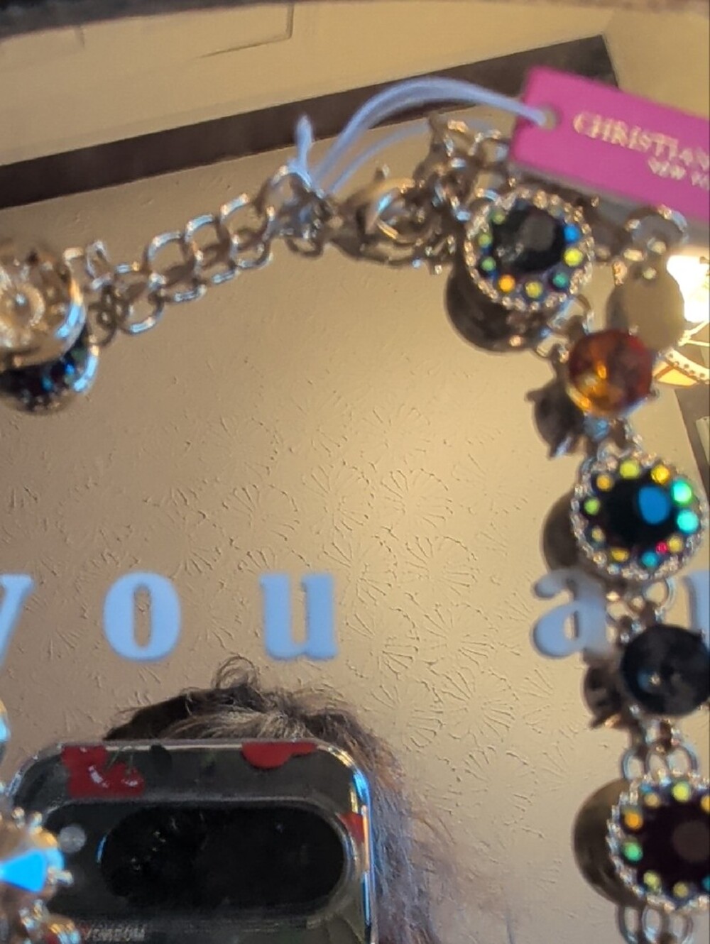 Christian Siriano multicolor crystal station necklace - pink, black, yellow - Picture 3 of 5